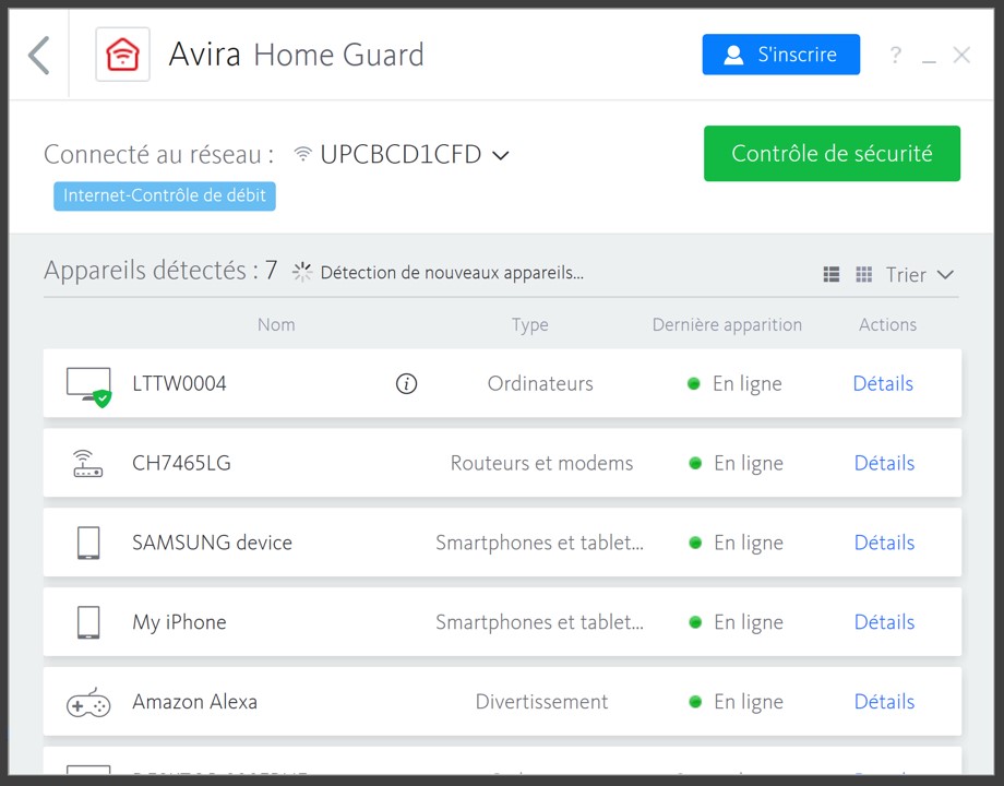Capture d'écran Avira Home Guard Capture d'écran Avira Home Guard