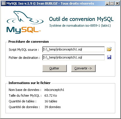 Capture d'écran MySQL Iso Capture d'écran MySQL Iso
