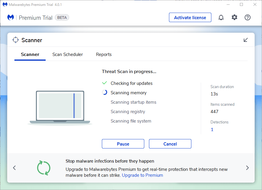 Capture d'écran MalwareBytes Anti-Malware Free Capture d'écran MalwareBytes Anti-Malware Free