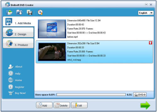 Capture d'écran Boilsoft DVD Creator