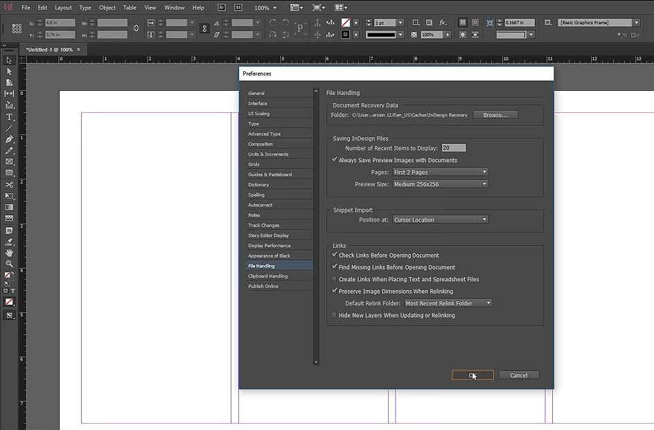 Capture d'écran Adobe InDesign CC Capture d'écran Adobe InDesign CC