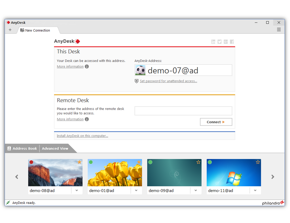 Capture d'écran AnyDesk Capture d'écran AnyDesk