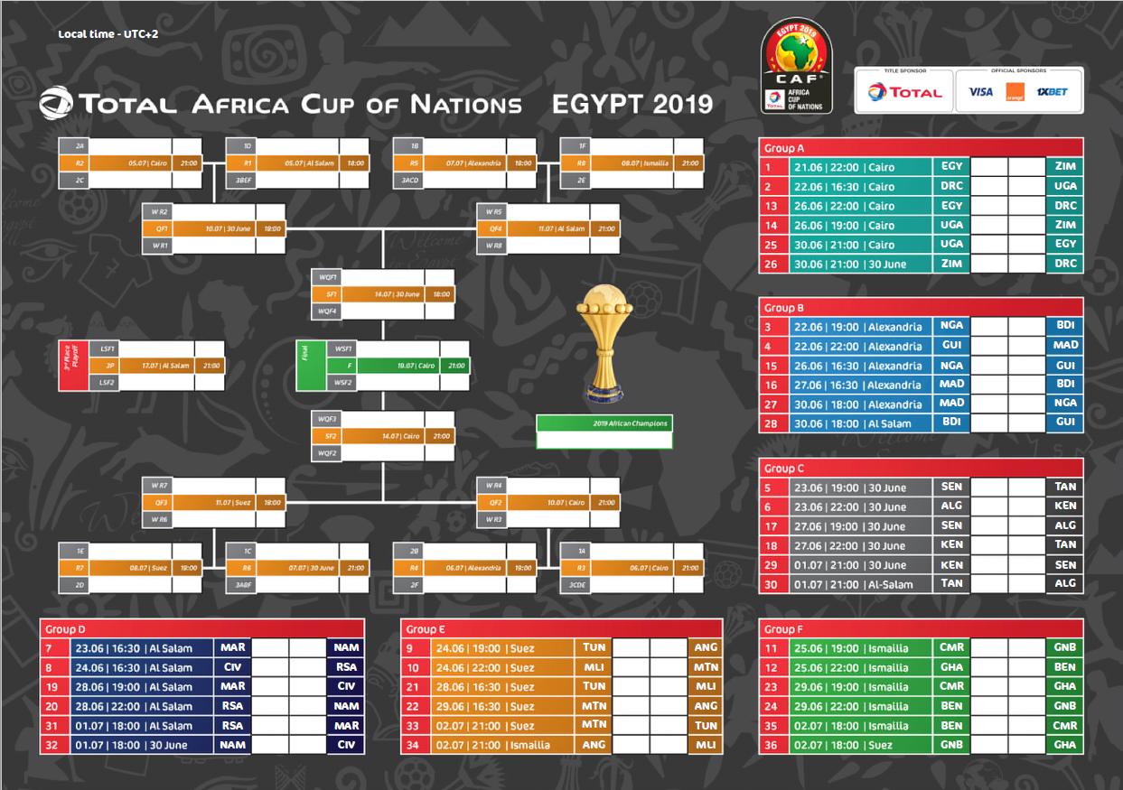 Capture d'écran Calendrier CAN 2019 Capture d'écran Calendrier CAN 2019