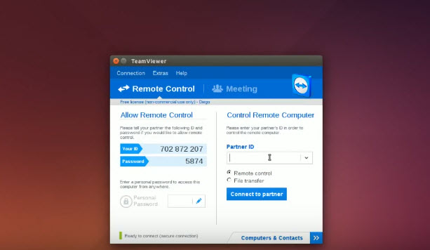 Capture d'écran TeamViewer Linux Capture d'écran TeamViewer Linux