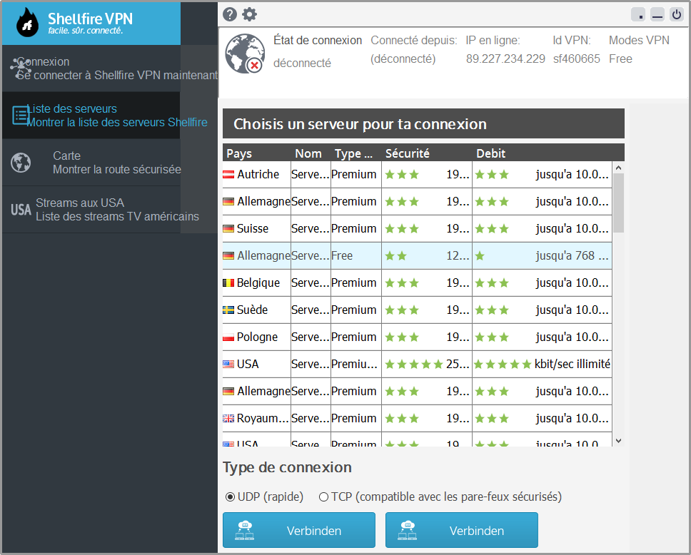 Capture d'écran Shellfire VPN Capture d'écran Shellfire VPN