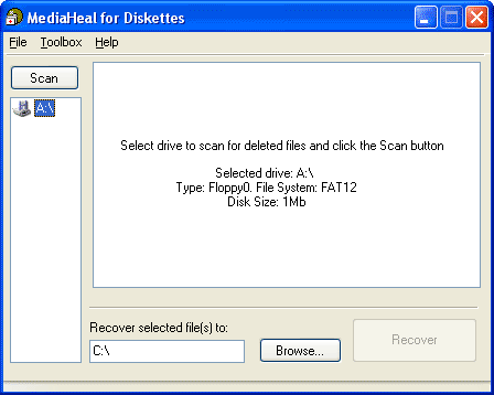 Capture d'écran MediaHeal for Diskettes