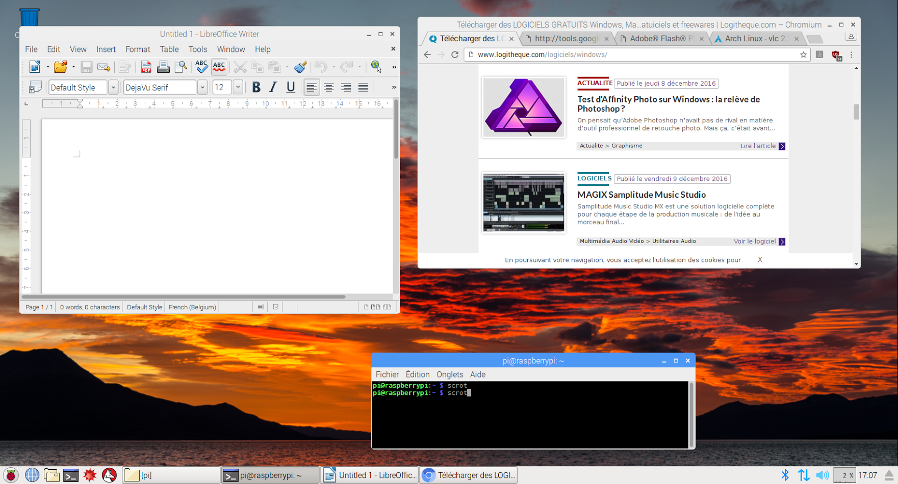 Capture d'écran Raspbian Capture d'écran Raspbian
