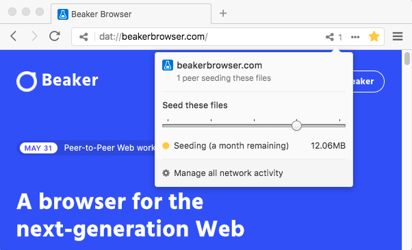 Capture d'écran Beaker Browser Linux Capture d'écran Beaker Browser Linux