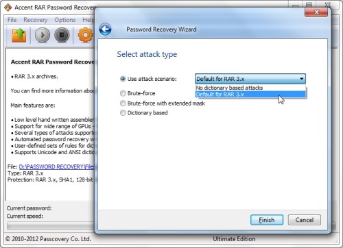 Capture d'écran Accent RAR Password Recovery