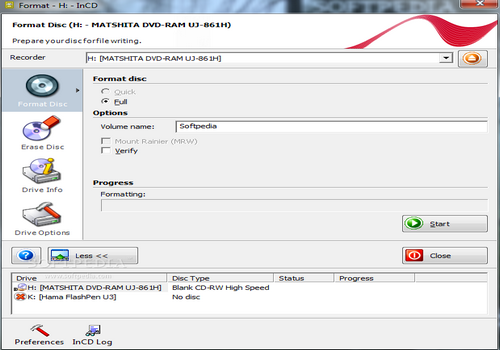 Capture d'écran Nero InCD Reader 5 Capture d'écran Nero InCD Reader 5