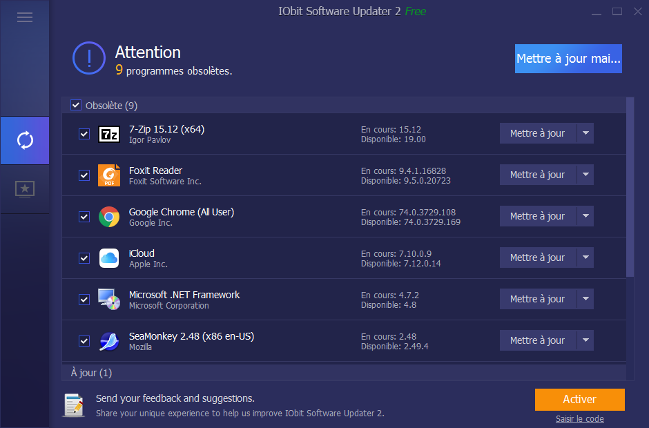 Capture d'écran IObit Software Updater Capture d'écran IObit Software Updater