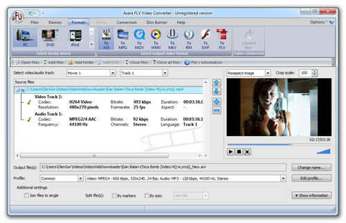 Capture d'écran Axara FLV Video Converter