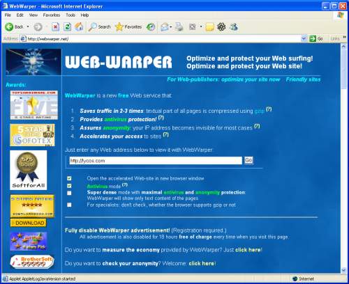 Capture d'écran WebWarper – Internet Optimizer Capture d'écran WebWarper – Internet Optimizer