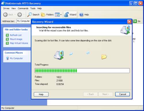 Capture d'écran DiskInternals NTFS Recovery
