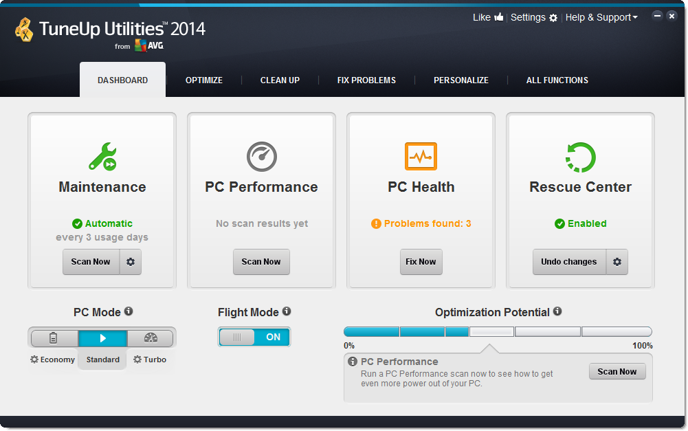 Capture d'écran TuneUp Utilities 2014