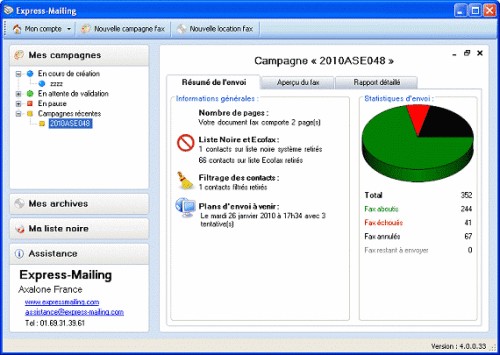 Capture d'écran Logiciel Fax Mailing Capture d'écran Logiciel Fax Mailing