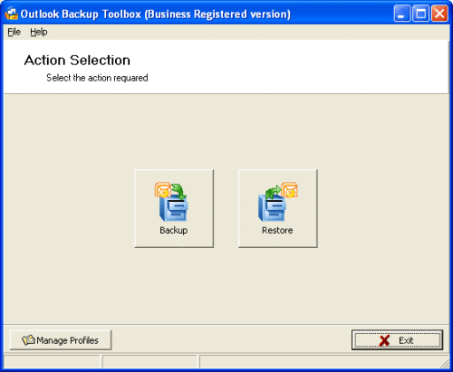 Capture d'écran Outlook Backup Toolbox