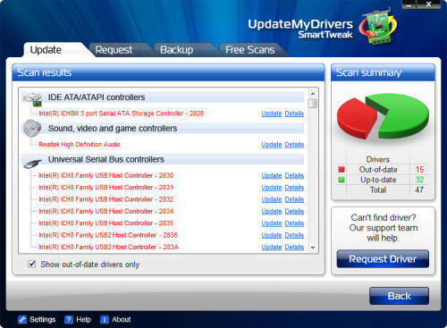 Capture d'écran UpdateMyDrivers Capture d'écran UpdateMyDrivers