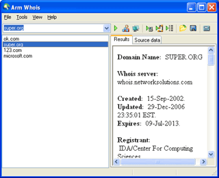 Capture d'écran Arm Whois Capture d'écran Arm Whois
