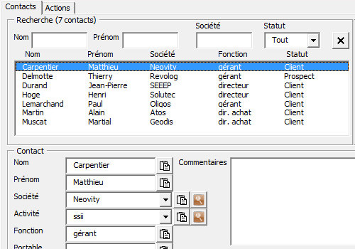 Capture d'écran Ma CRM sur Excel – 2019 Capture d'écran Ma CRM sur Excel – 2019