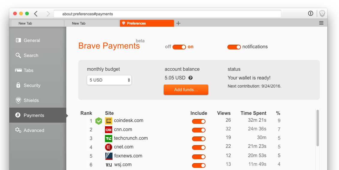 Capture d'écran Brave Browser Capture d'écran Brave Browser