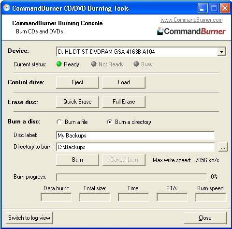 Capture d'écran CommandBurner