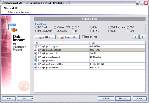 Capture d'écran EMS Data Import 2005 for InterBase/Firebird Capture d'écran EMS Data Import 2005 for InterBase/Firebird
