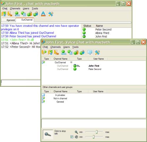 Capture d'écran Radmin Communication Server