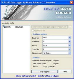Capture d'écran RS232 Data Logger