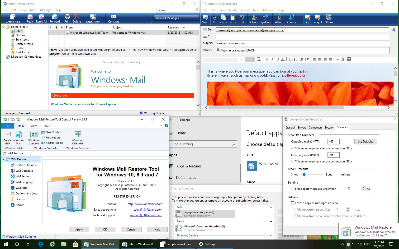 Capture d'écran Windows Mail Restore Tool