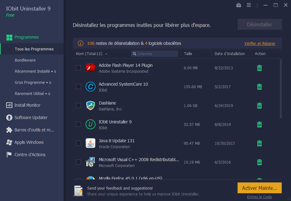 Capture d'écran IObit Uninstaller 8 Capture d'écran IObit Uninstaller 8
