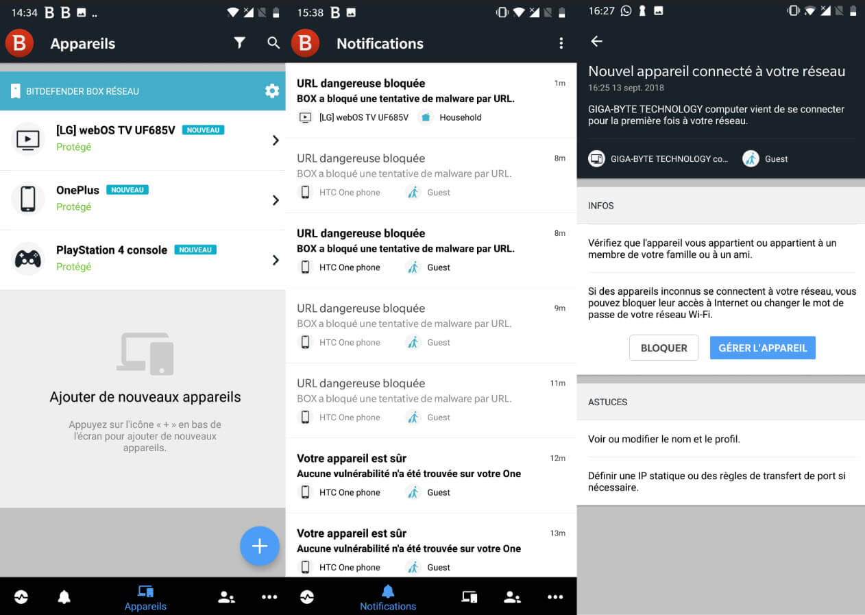 Capture d'écran Bitdefender Central Android Capture d'écran Bitdefender Central Android