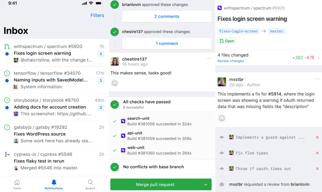 Capture d'écran GitHub iOS Capture d'écran GitHub iOS