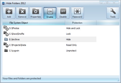 Capture d'écran Hide Folders 2012 Capture d'écran Hide Folders 2012
