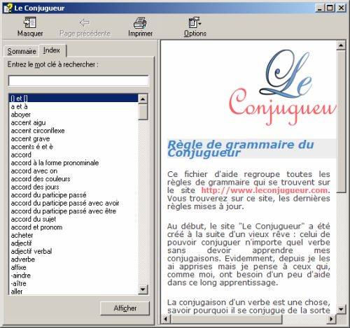 Capture d'écran Le Conjugueur Grammaire Capture d'écran Le Conjugueur Grammaire