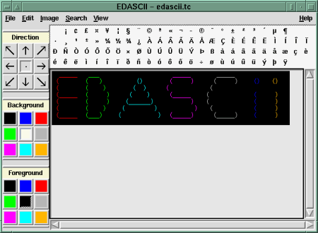 Capture d'écran EDASCII – Editeur d’art ASCII
