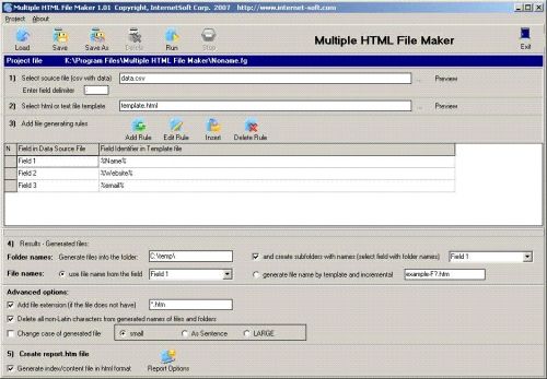 Capture d'écran Multiple HTML File Maker