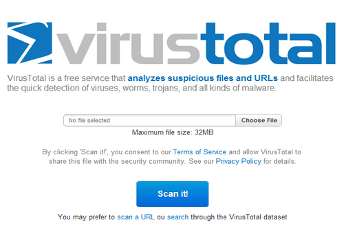 Capture d'écran Virustotal