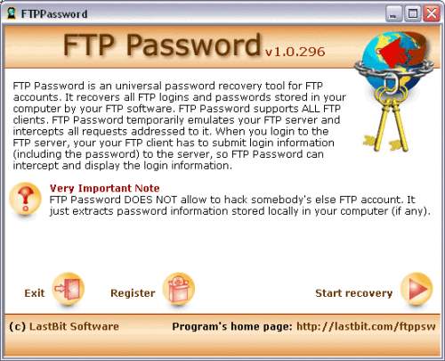 Capture d'écran FTP Password