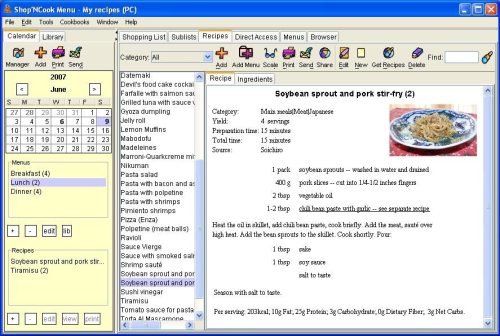 Capture d'écran ShopNCook Menu – Meal Planning Software