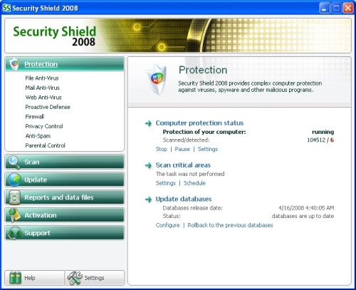 Capture d'écran Security Shield 2011