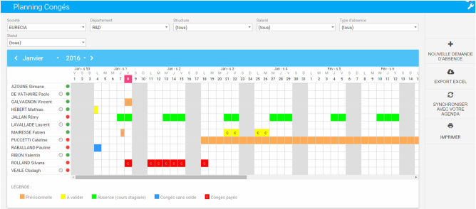 Capture d'écran Eurecia Congés et Absences Capture d'écran Eurecia Congés et Absences