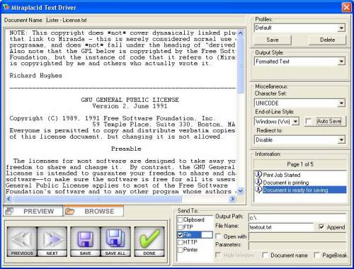 Capture d'écran Miraplacid Text Driver Terminal Edition