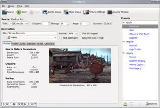 Capture d'écran HandBrake Linux Capture d'écran HandBrake Linux
