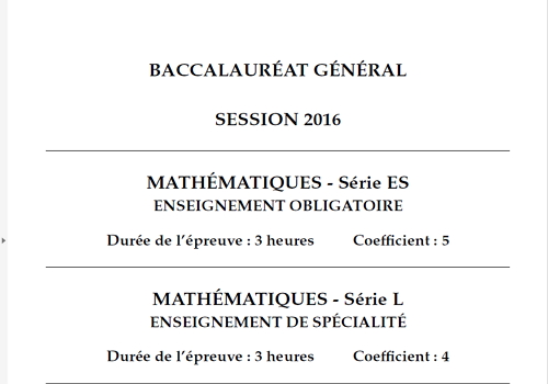 Capture d'écran Bac 2016 Mathématiques Séries L et ES Capture d'écran Bac 2016 Mathématiques Séries L et ES