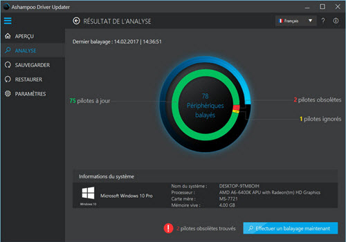 Capture d'écran Ashampoo Driver Updater Capture d'écran Ashampoo Driver Updater