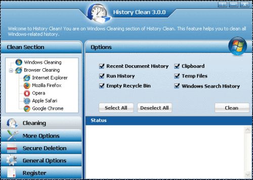 Capture d'écran History Clean Capture d'écran History Clean