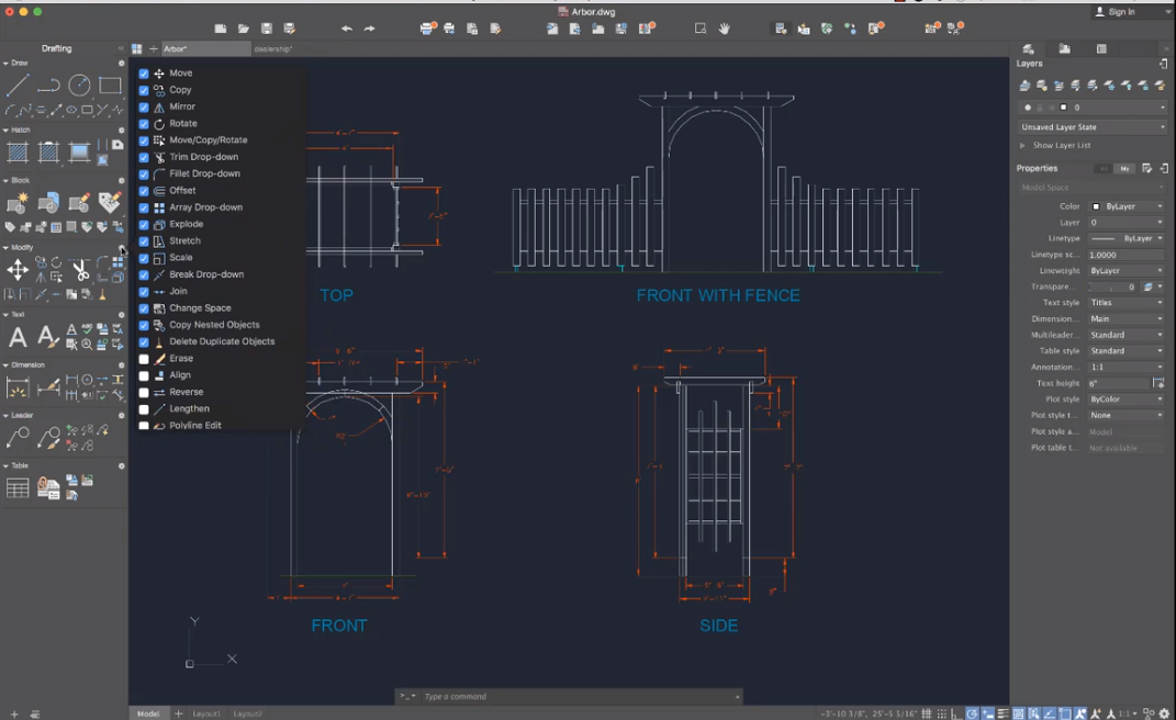Capture d'écran AutoCAD LT Capture d'écran AutoCAD LT