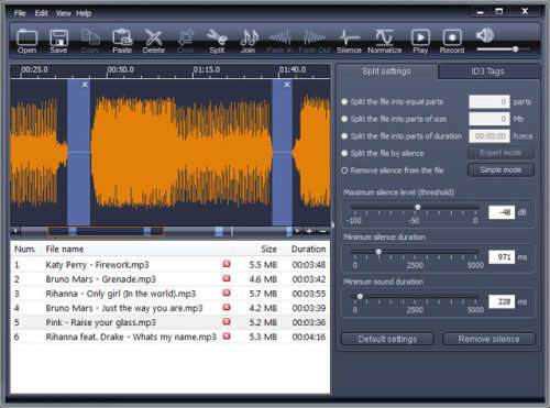 Capture d'écran X-Wave MP3 Cutter Joiner