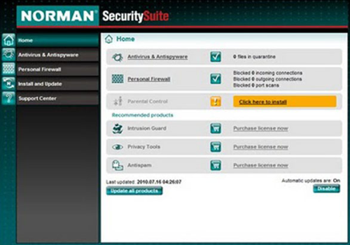 Capture d'écran Norman Security Suite